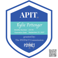Dr. Kylie Pottenger APIT #23178 Professional Certification Badge - Licensed Clinical Psychologist authorized for interstate practice
